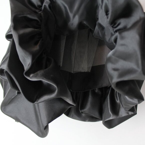 Chic Baby America black gathered satin taffeta dress flower special occasion 3/4 - Picture 5 of 8